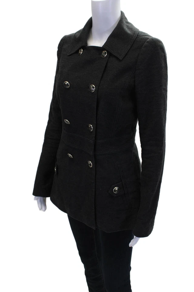 Chaqueta Juicy Couture Mujer Algodón Cuello Manga Larga Abotonada Gris Talla S Foto 3 de 4