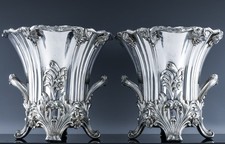 SUPERB PAIR c1820 GEORGIAN SILVER SHEFFIELD PLATE REPOUSSE WINE COOLER BUCKETS