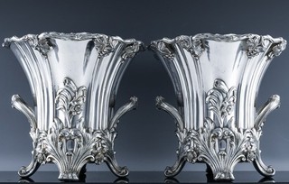 SUPERB PAIR c1820 GEORGIAN SILVER SHEFFIELD PLATE REPOUSSE WINE COOLER BUCKETS