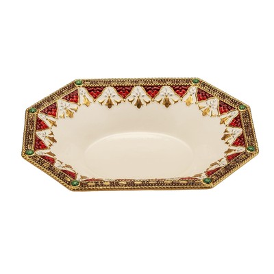Fitz & Floyd Tasse Schüssel Kernstück Oval 30x22cm Brett Gold Porzellan Tavol