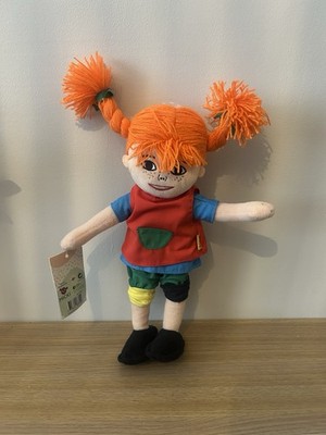 Pippi Langstrumpf Plüsch Kuscheltier kleines Stofftier mit Etikett 30 cm