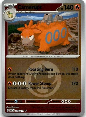 Pokemon Camerupt Ascended Heroes ASC #028/217 Uncommon Reverse Holo NM $SALE$!