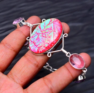 Triplett Opal und Amethyst Edelstein: 925 Sterling Silber Handarbeit Armband - Bild 1 von 4