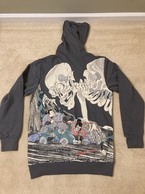 Grey Rebel Vengeance Hoodie Skeleton Reaper Samurai Graphic Large NWT Brand New