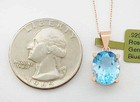 GENUINE 5.06 Cts BLUE TOPAZ PENDANT NECKLACE  14K ROSE GOLD PLATED (.925) - NWT — photo 4