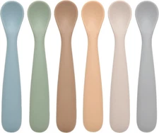 Baby Spoons, 6 Pack First Stage Silicone Feeding Soft Multicolor 