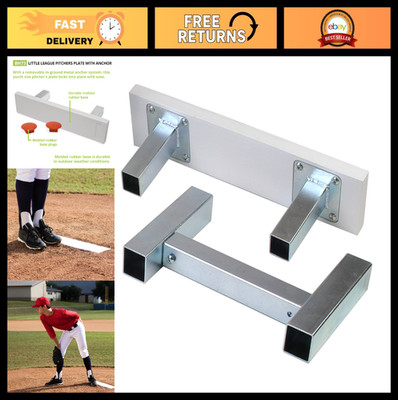 Durable Pitcher's Plate with In-Ground Anchor - Baseball/Softball - Molded Rubbe