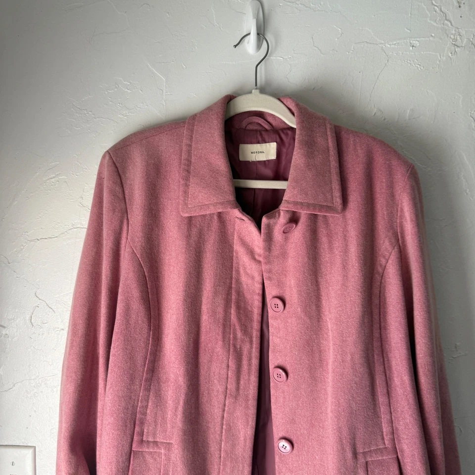 Chaqueta Abrigo Merona Y2k Rosa Mezcla Lana Botón Frontal Para Mujer Preppy Blair Waldorf Foto 2 de 4