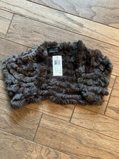 Pelliccia di coniglio BCBG Max Azria Shurg copricostume marrone taglia small nuovo con etichette $126