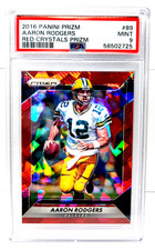 2016 RED Crystals Prizm REFRACTIVE AARON RODGERS Football Card /75 PSA 9 MINT