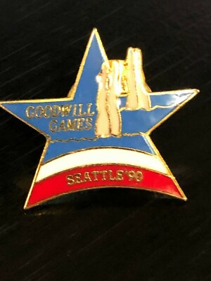 Vintage Collectible Goodwill Games Seattle '90 Swimming Colorful Metal Pinback