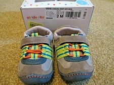 Stride Rite Boys Size 2 Crawl Casual Kent Shoes Tan/Neon/Orange NEW