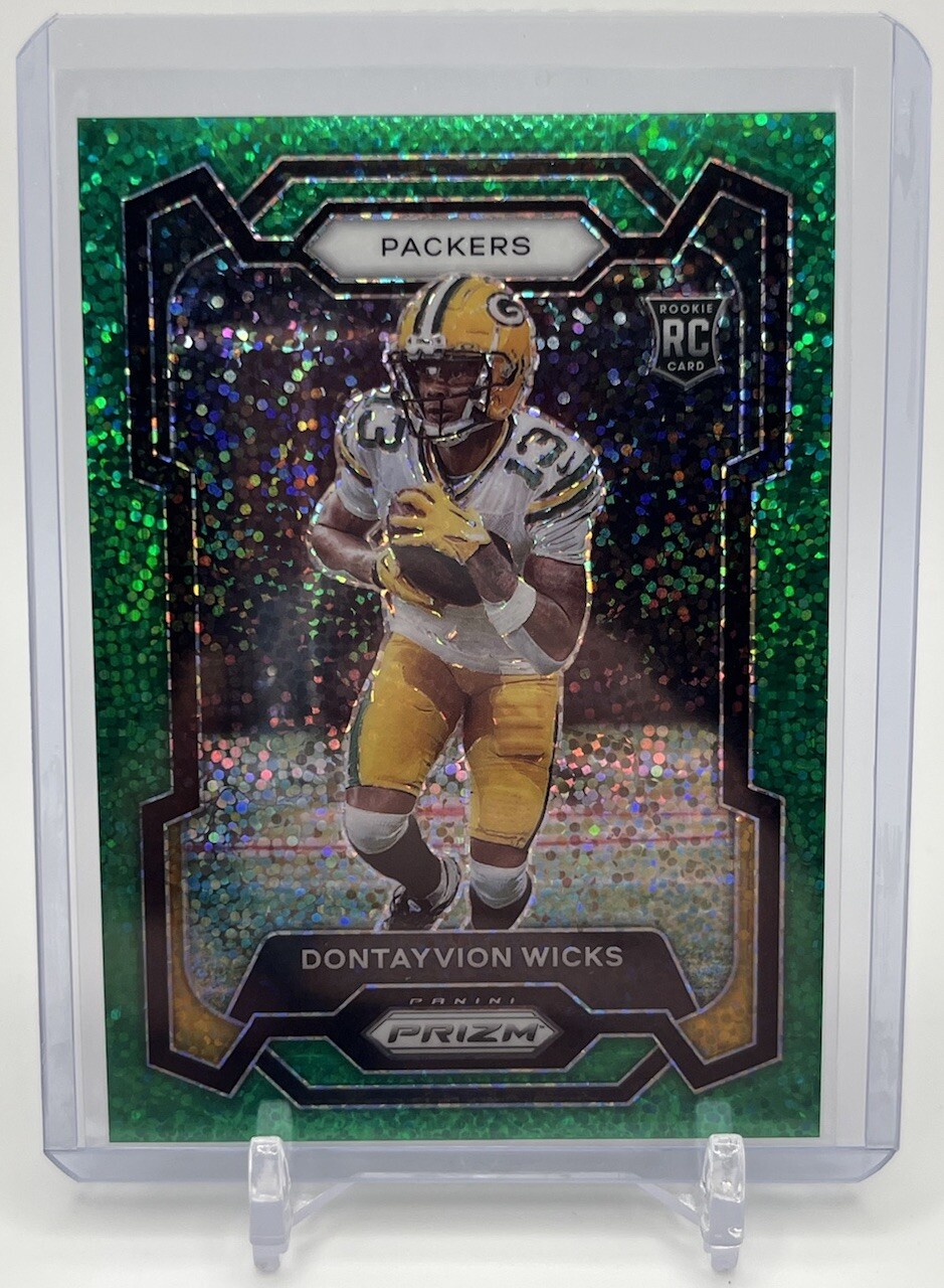 2023 Panini Prizm #333 Green Sparkle SSP RARE Dontayvion Wicks 5/8 Packers