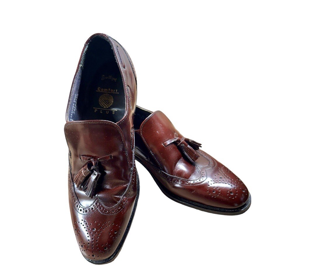 STAFFORD COMFORT PLUS,MENS SLIP-ON WINGTIP LOAFERS. ALL LEATHER SHOE.SIZE 8 1/2 STAFFORD COMFORT PLUS, MENS WINGTIP LOAFERS, SIZE 8 1/2 D/B  main image 2