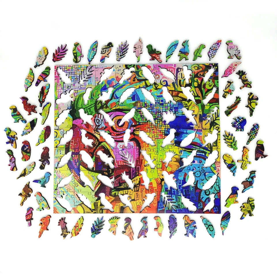 Rompecabezas de madera para adultos de FoxSmartBox - 220 piezas - Loro colorido Foto 3 de 4