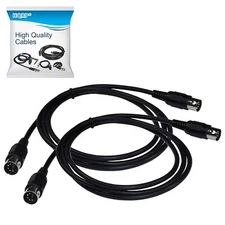 2-Pack HQRP 5-Pin DIN MIDI Cable Male to Male 5-Pin MIDI Cable for Music Gear