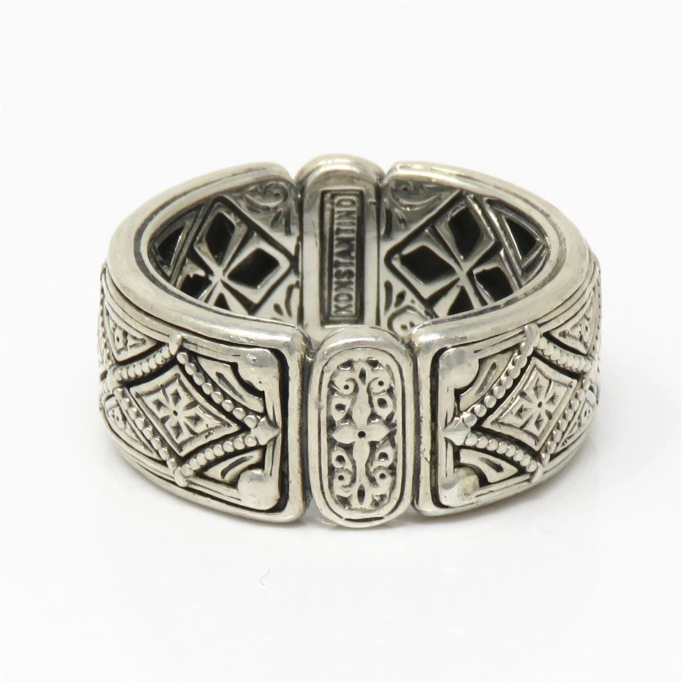 Anillo de banda ancha de 10 mm de plata de ley 925 Konstantino NYJEWEL Foto 2 de 4