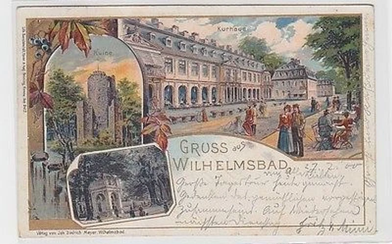 63622 Ak Lithographie Gruß aus Wilhelmsbad bei Hanau 1900 - Bild 1 von 1