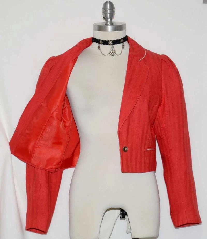 RED Women LINEN German Short Summer Hunting Riding Dress Suit Coat JACKET / 8 S - Image 4 of 4