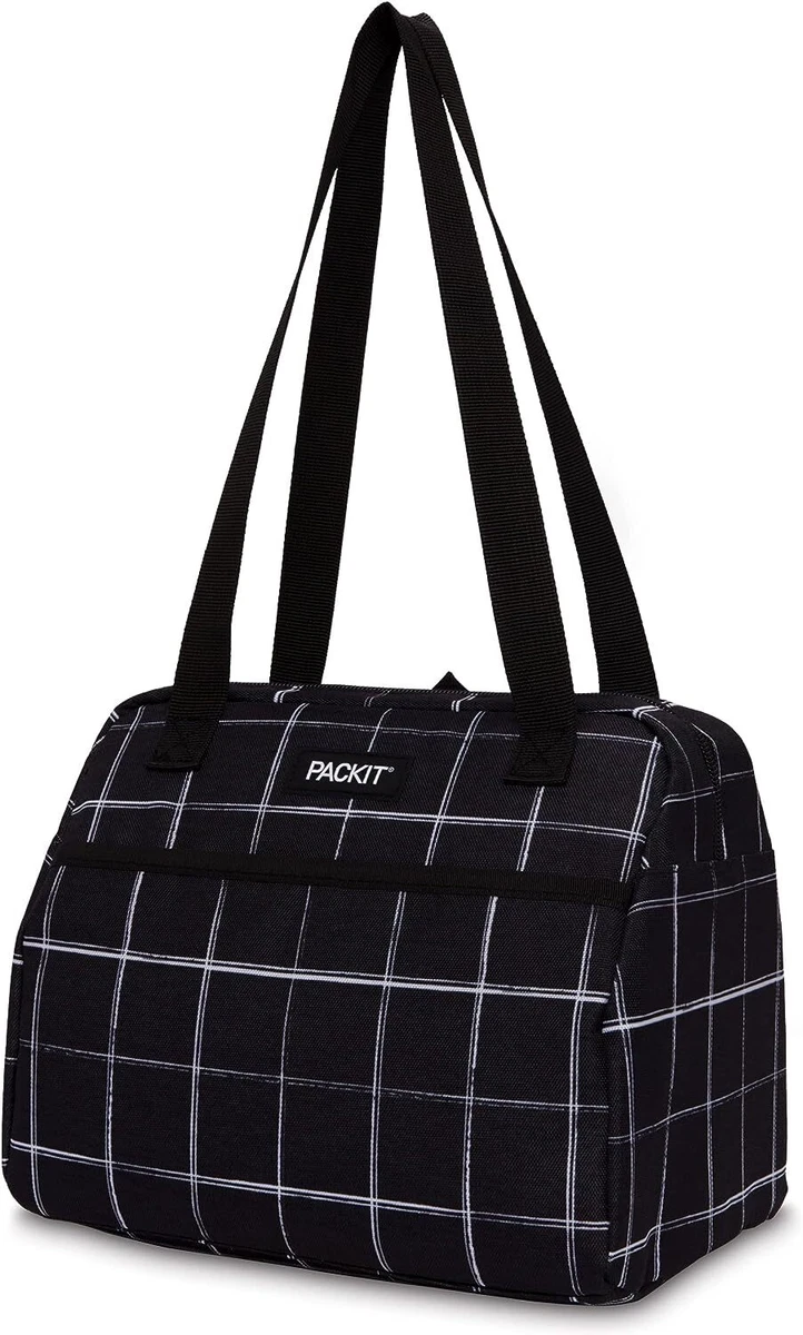 PackIt Freezable Hampton Lunch Bag Black Grid Built with