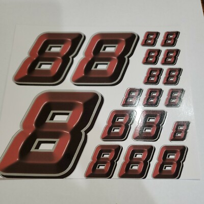 DEFECTS (8's)3-D RED BEVELED NUMBERS Decal Sticker  1/8-1/10-1/12 RC OFFCUT BOXD