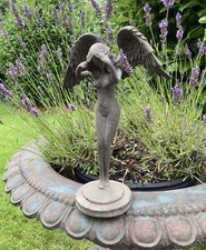 METAL CAST IRON NUDE ANGEL LADY STATUE WOMAN FIGURE GARDEN ORNAMENT