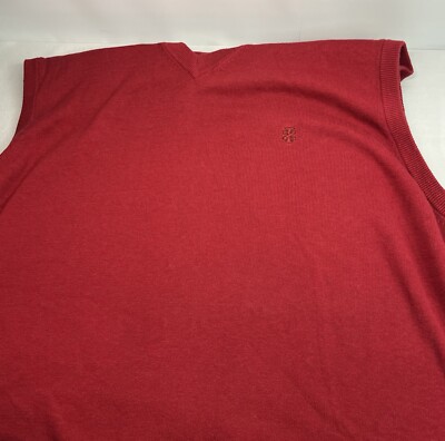 Gilet Sans Manches IZOD Rouge Coton, Col V, Taille Grande Et Longue LT Pour Femme - Neuf Avec étiquette