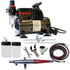 Paasche 1/5 HP Airbrush Compressor w/ VL Double Action Siphon Feed Airbrush Set