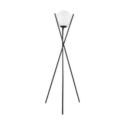 EGLO Salvezinas 23.6 in. W x 59 in. H Matte Black Floor Lamp Frosted Opal Glass