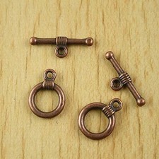 25sets copper-tone round toggle clasps H2192