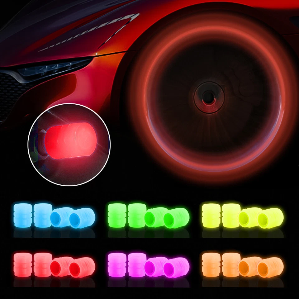 4 peças tampa de válvula de pneu luminosa universal roda de carro tampa de poeira brilho no escuro - Imagem 4 de 4