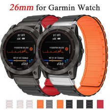 26MM Magnetic Silicone Watch Band Strap For Garmin Fenix 7 7X Pro 6 6X 5 5X 3HR