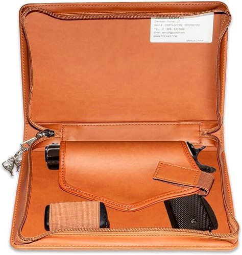 Concealed Carry Gun Pouch, Holy Bible Leather Soft Pistol Case Lockable Zipper - Picture 3 of 10