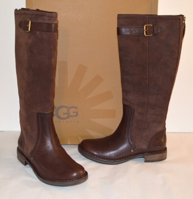 ugg brown leather knee high boots