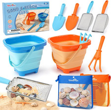 Beach Toys, 2 Packs Travel Sand Toys for Kids Ages 4-8  10 PCS Sandcastle Build