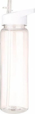 Tritan Clear Water Bottle with Straw | No Markings BPA Free 24 Oz Sports Water