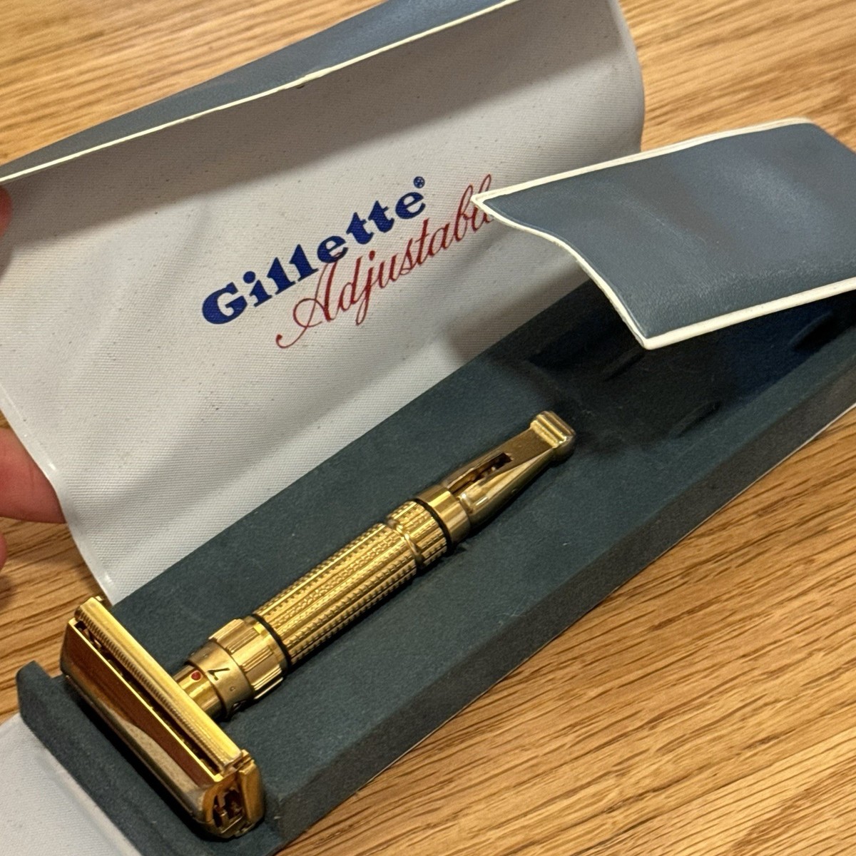 Vintage 1960 Gillette Toggle Adjustable Gold Safety Razor F4 With