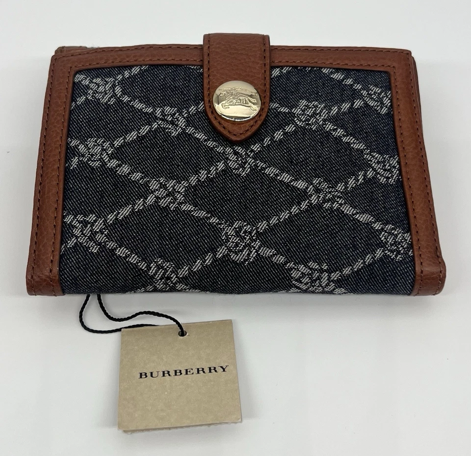 Cartera Burberry Cuerda Denim Cuero Marrón Hebilla Herrajes Dorados Nueva con Etiquetas Bolso Antipolvo Foto 2 de 4