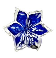 NEW 100% GENUINE MURANO ROYAL BLUE NAVY 6-PETAL ART GLASS FLOWER FROM ITALY