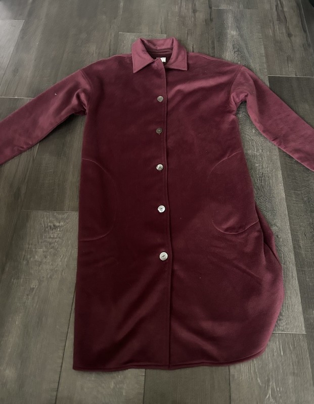 J. Jill Pure Jill burgundy velour tunic Coat  side slits size Small