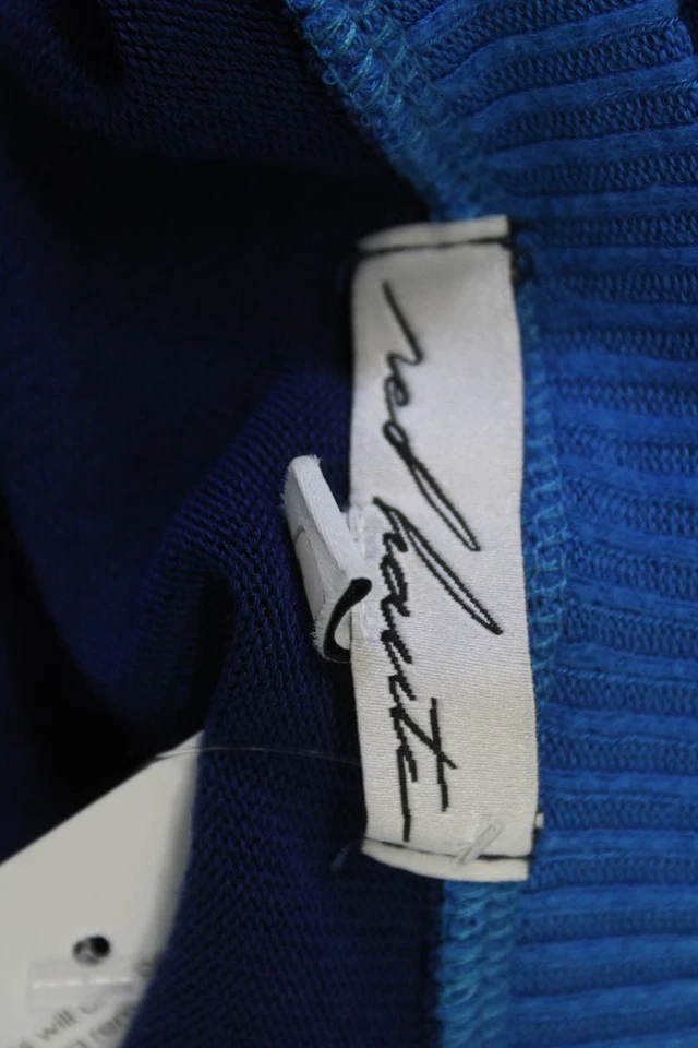 Suéter Red Haute para mujer recortado de seda con cuello en V liso azul oscuro manga larga talla XS Foto 4 de 4