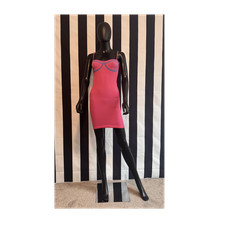 Women’s PrettyLittleThing Pink Blue Knit Bodycon Strappy Short Dress Sz S