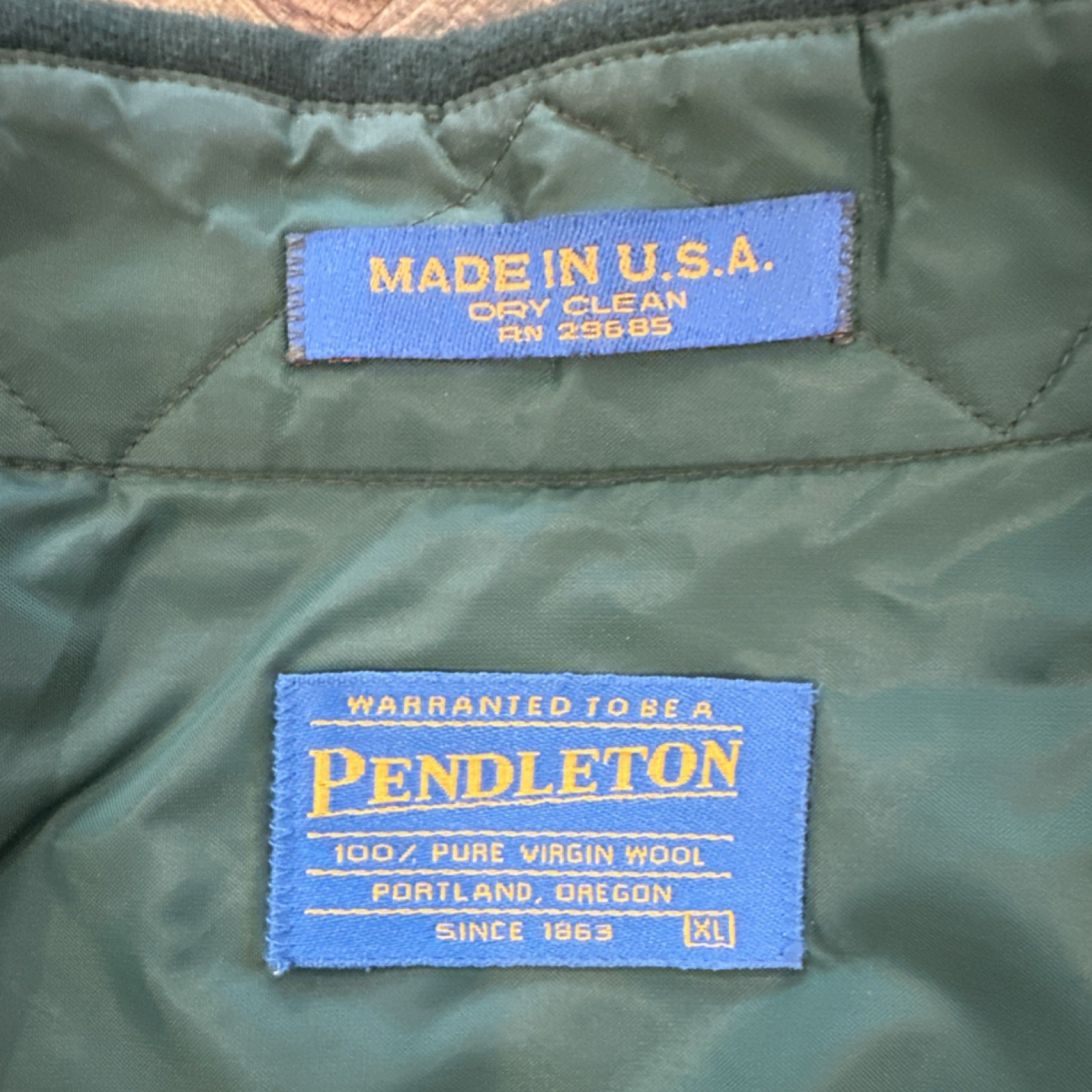 WTGPendleton Men's Green Brown Solid Wool Flannel… - image 4