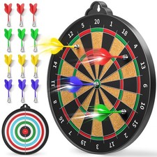 Magnetic Dart Board for Kids - 12pcs Darts, Indoor/Outdoor Black