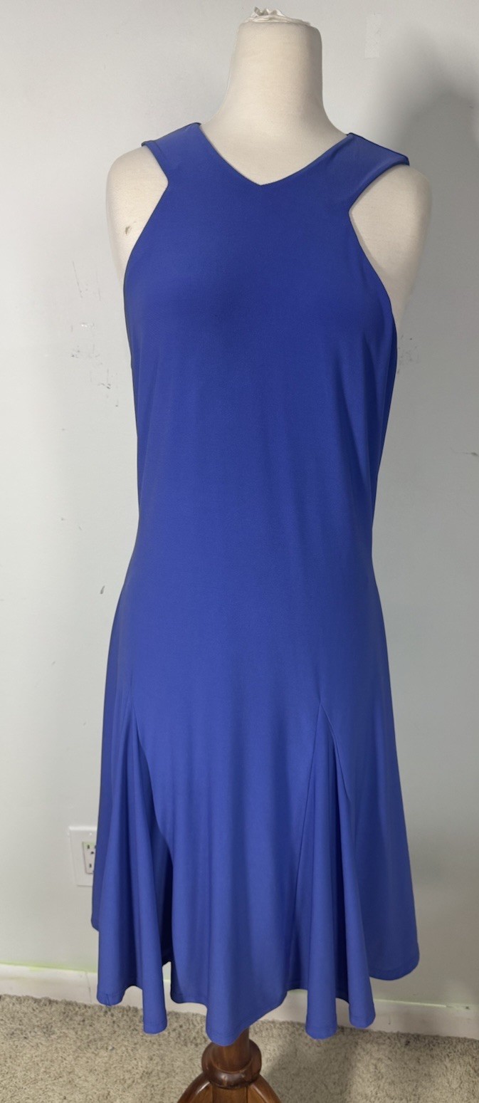 Lauren Ralph Lauren Sleeveless Halter A Line Periwinkle Midi Dress Size L Cruise