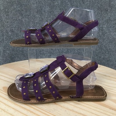 NY & C Sandals Womens 9 Studded Strappy Gladiator Flats Purple Fabric Casual