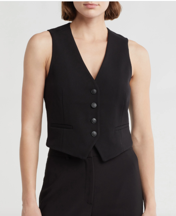 NWD RAG & BONE Priya Crepe Vest in Black Size 8 #T3631