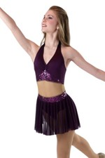 I Won't Give Up Child 6x7 Dance Costume Plum Fringe Skirted Mesh Leotard New