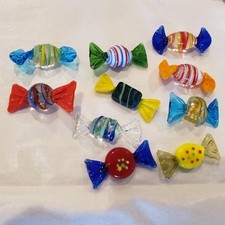 Glass Candy, 10 Piece Set Murano Type Candy Sweets Wedding Birthday Christmas