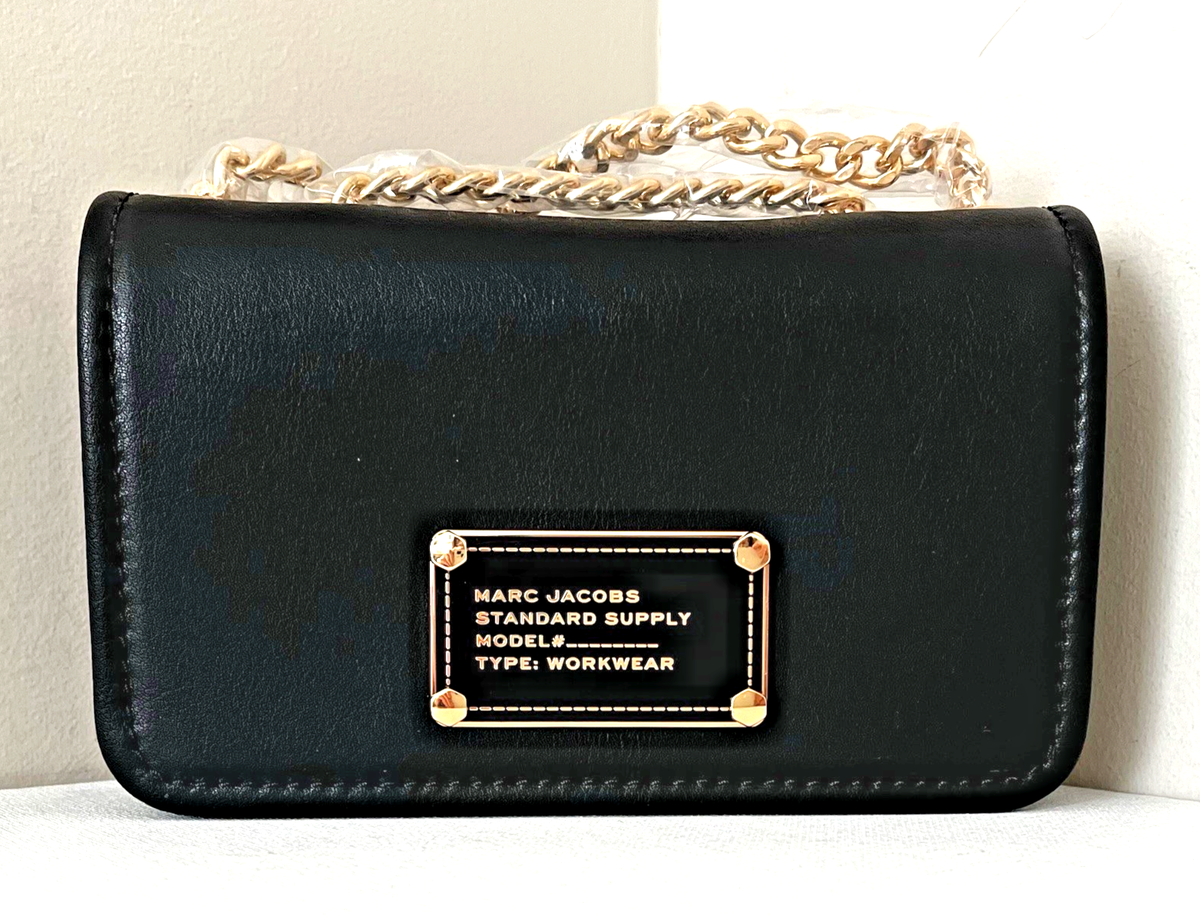 New Marc Jacobs Mini Flap Crossbody bag Smooth Leather Black with